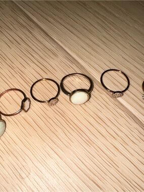 Gold Tone White Stone Stackable Ring Set